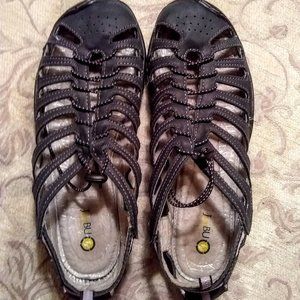 JAMBU Bare Feet Designs Black Leather Sport Sandal